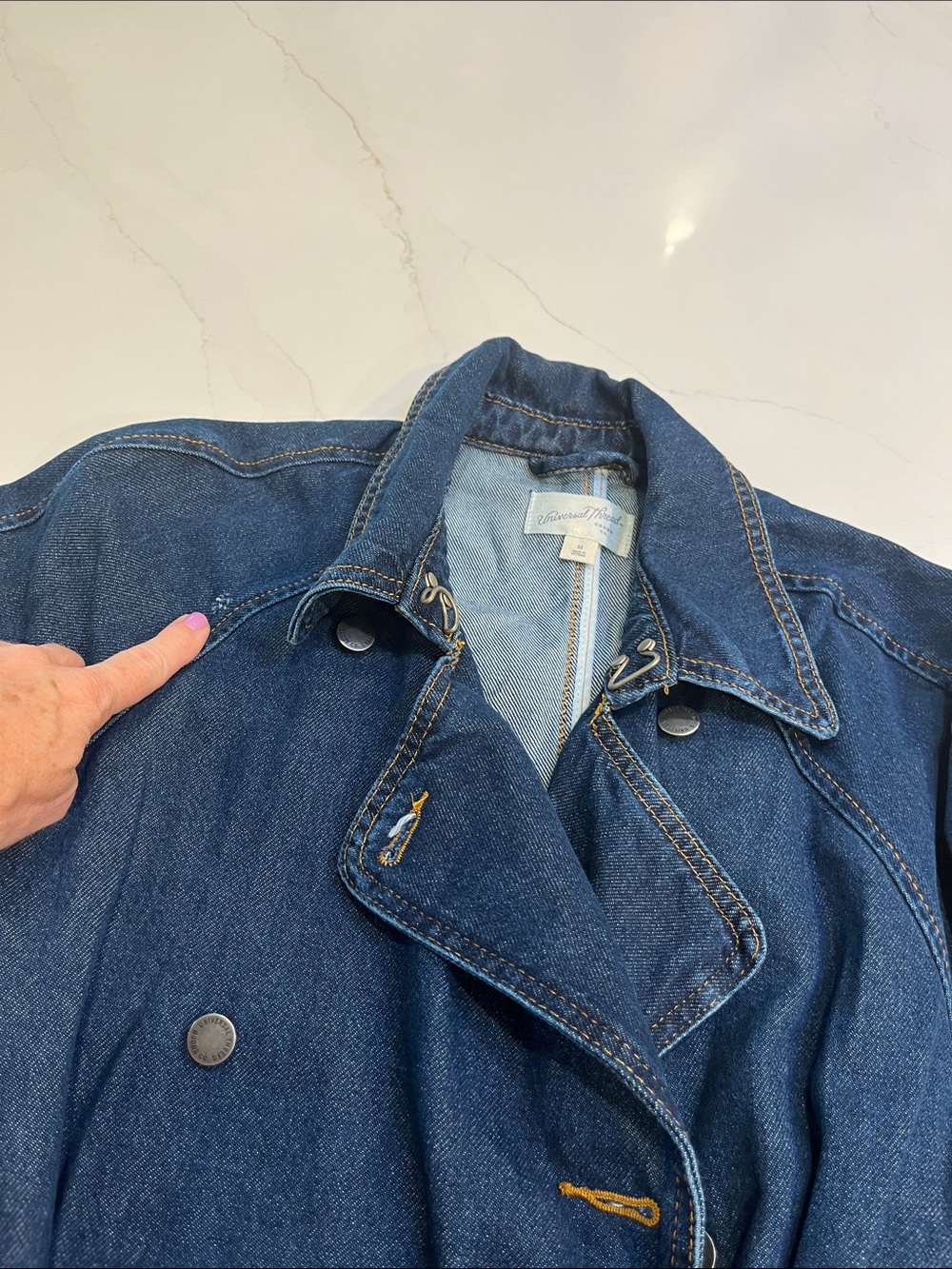 Universal Thread Dark Blue Denim Trench with Belt - Picture 4 of 6